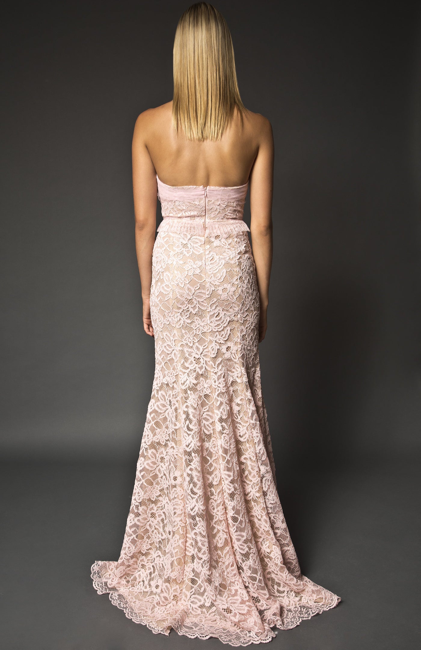 Strapless lace gown