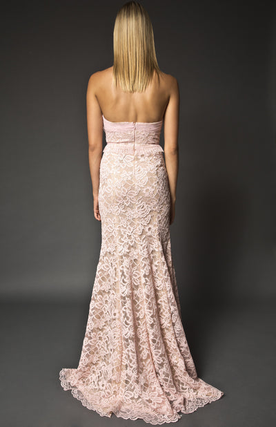Strapless lace gown