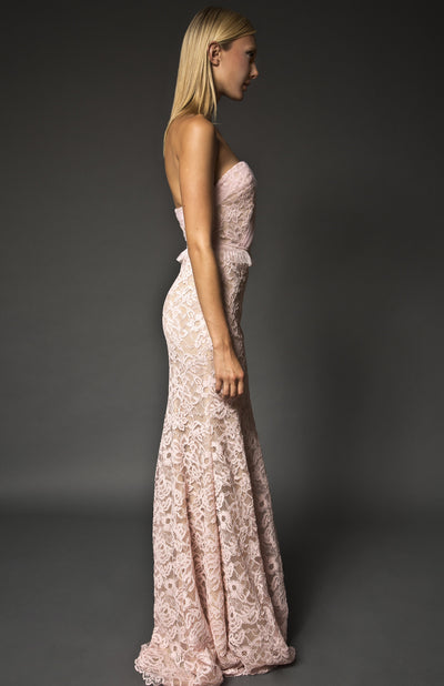 Strapless lace gown