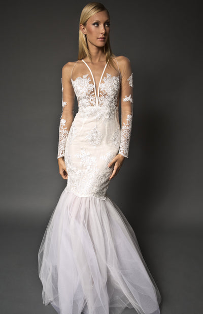 Lace embellished mermaid gown