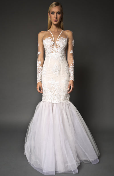 Lace embellished mermaid gown