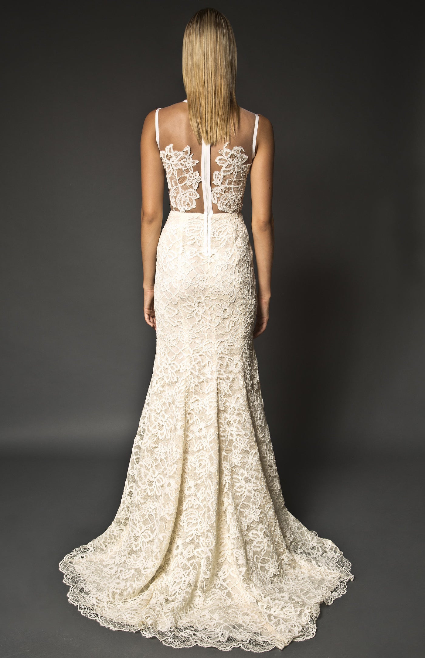 Lace hand embellished gown