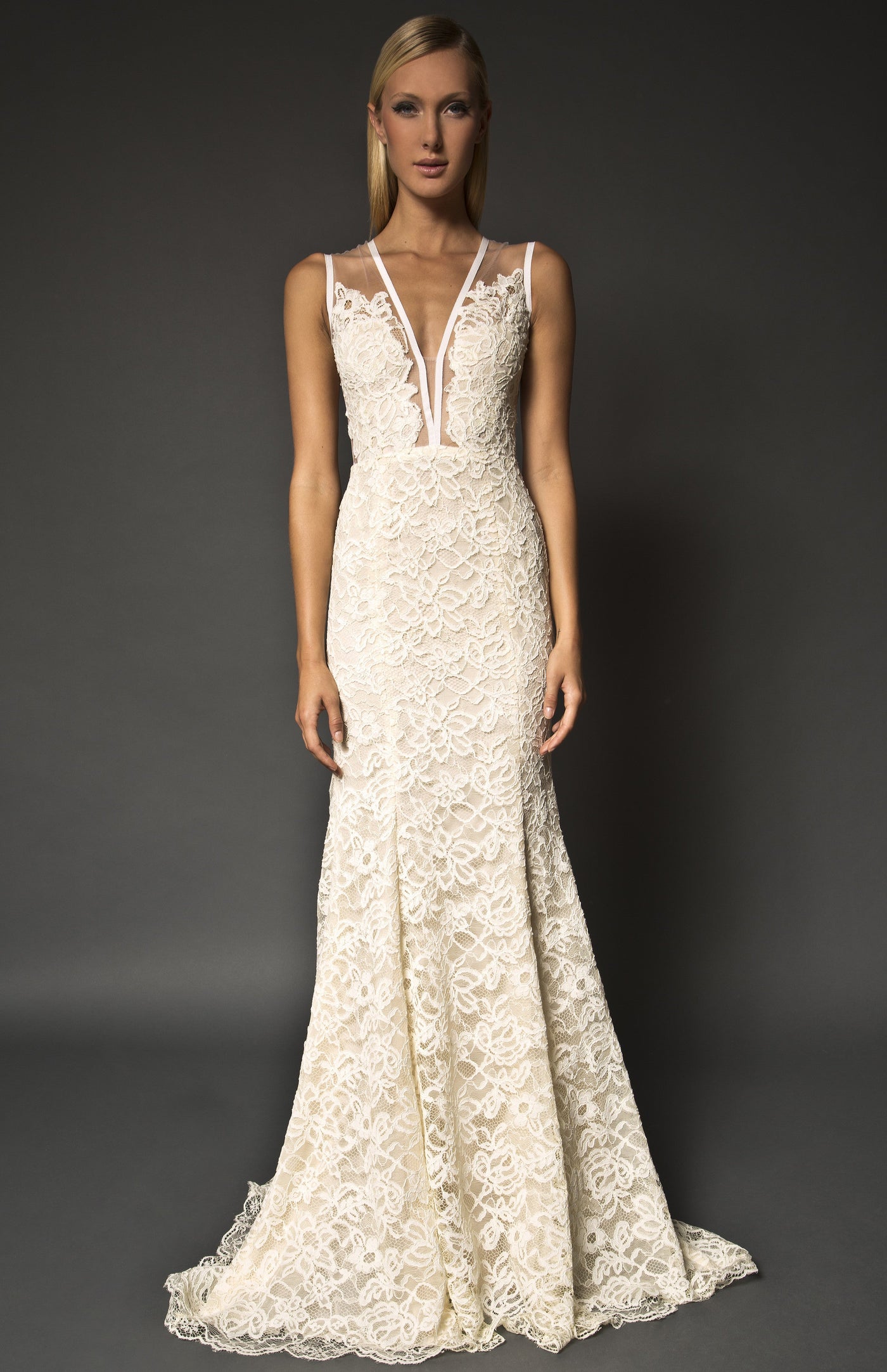 Lace hand embellished gown