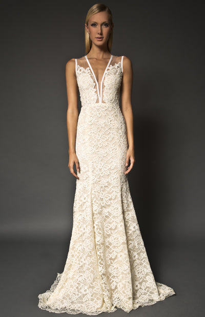 Lace hand embellished gown