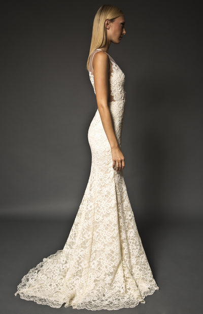 Lace hand embellished gown