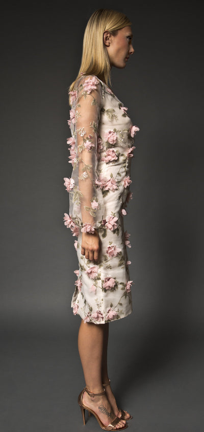 Floral Deep V Neck Knee cocktail dress