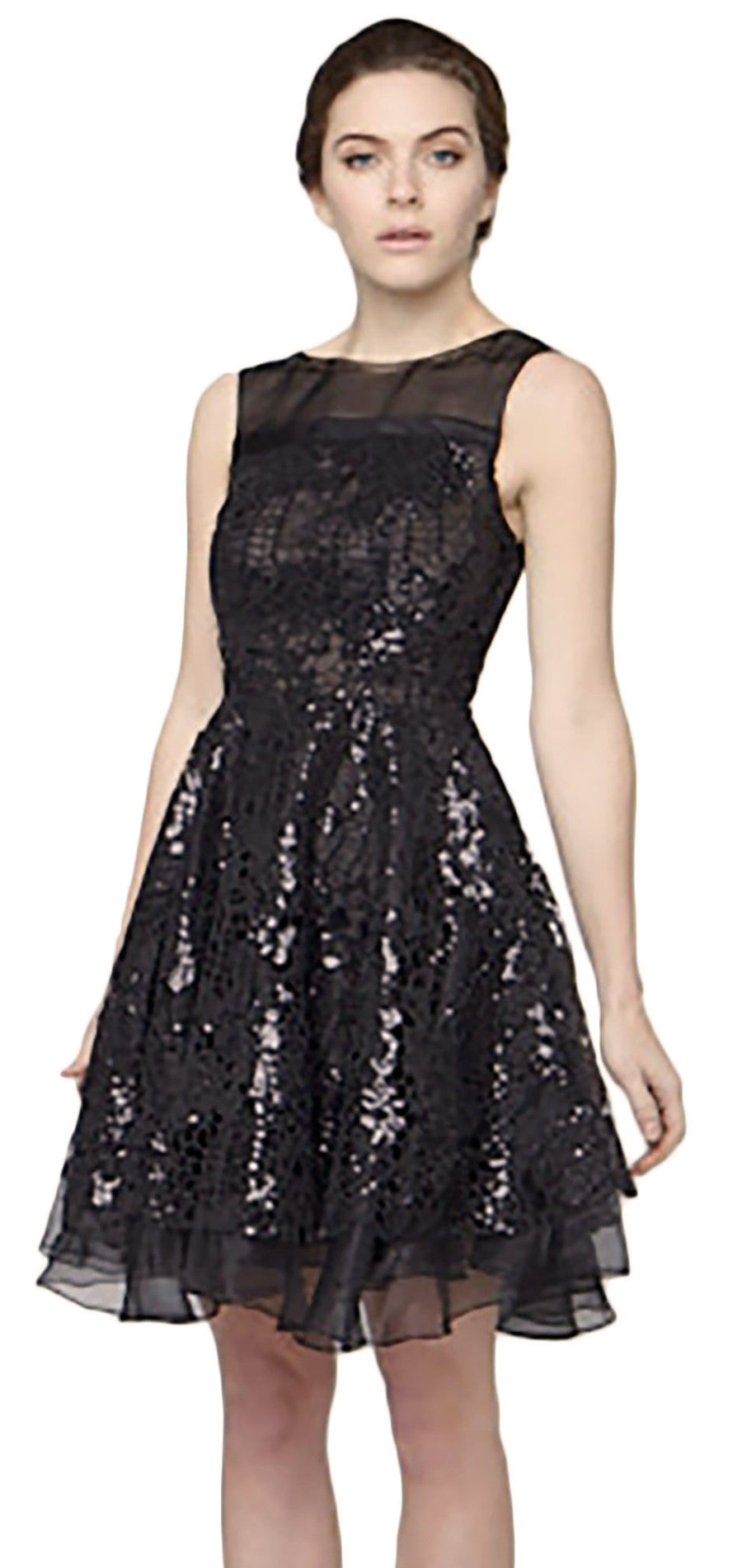Black sequin silk organza dress