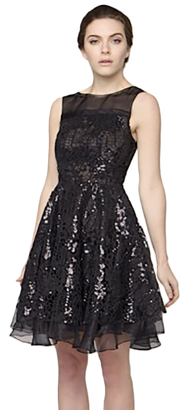 Black sequin silk organza dress