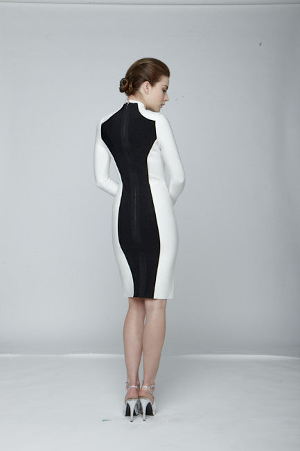 Black and white bodycon dress