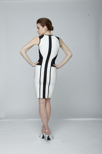 No sleeve black and white bodycon dress