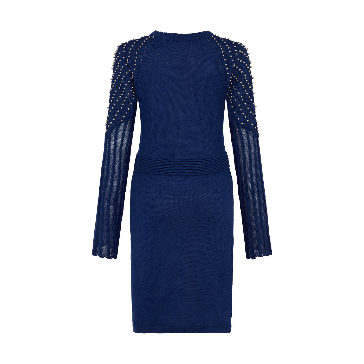 SOUR FIGS Studded Sheer Knit Mini Jumper Dress in Midnight Blue
