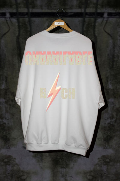WHITE CUT OUT OVERSIZED SWEATER WITH PRINTING - Noah Christian 