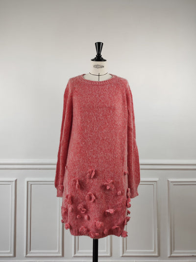 Long sweater hand knitted in cashmere wool