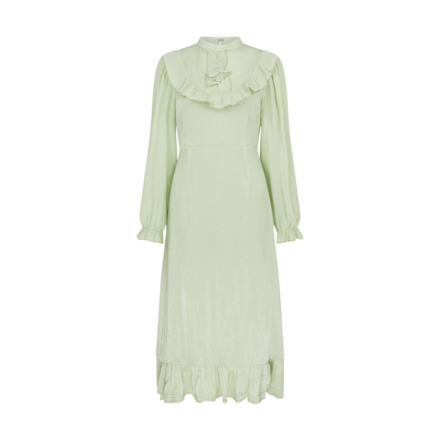 Ruffled Midi Dress in Surf Crest Green