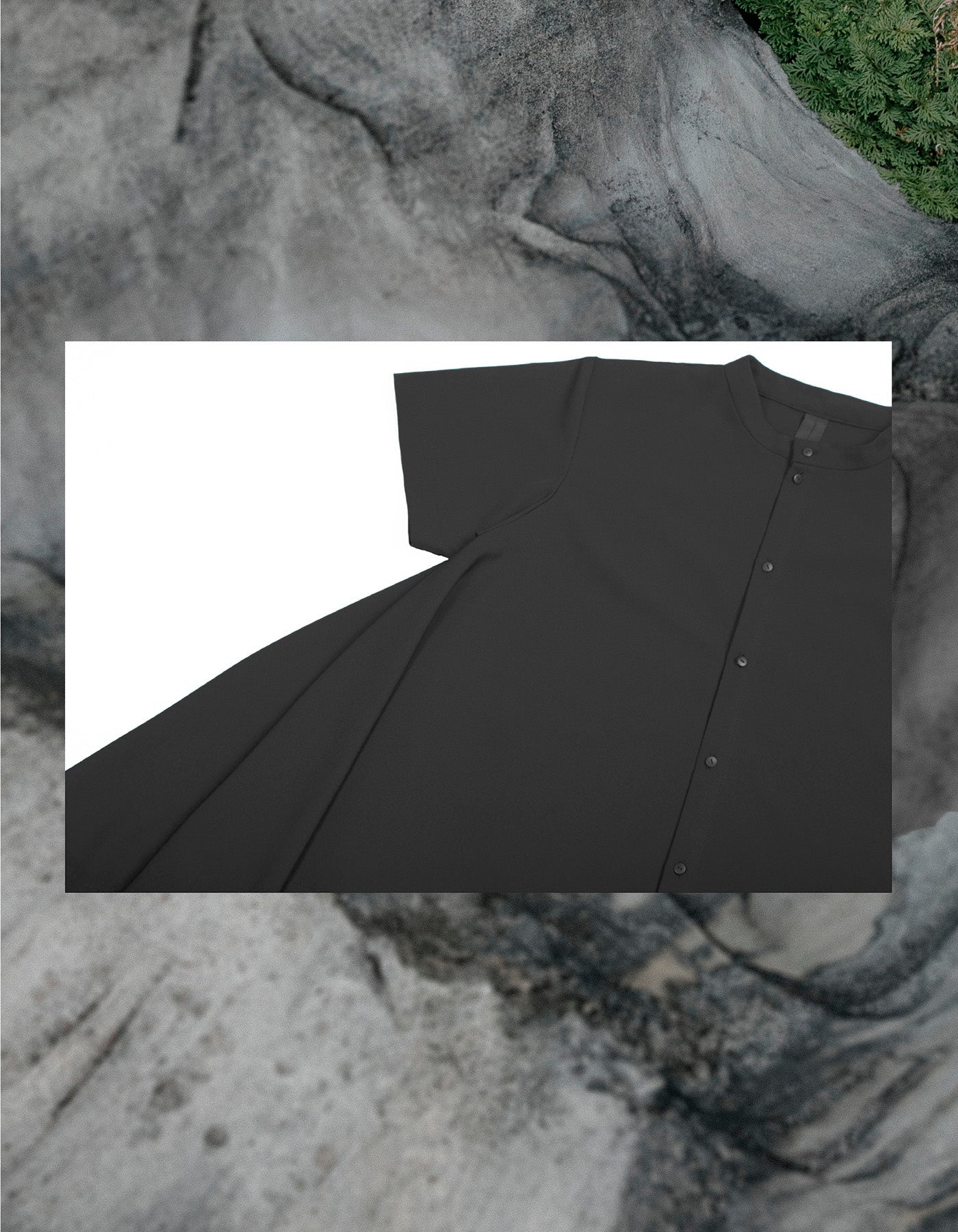 Asymmetric Shirt with Stand Collar