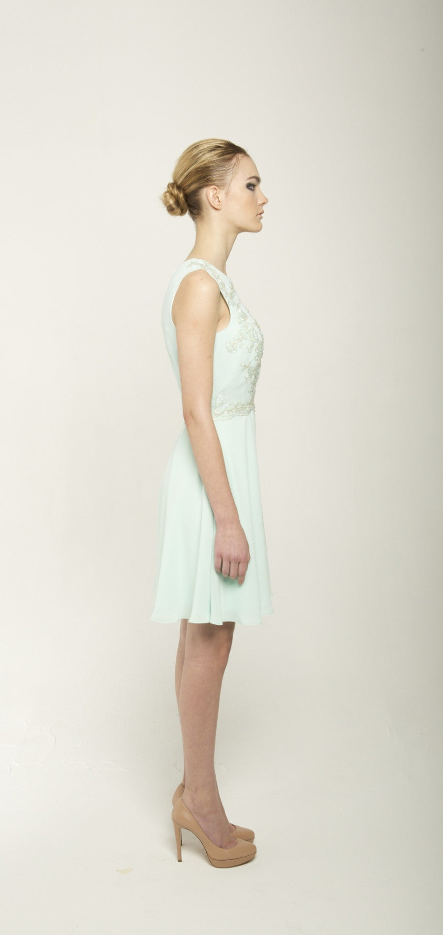 Chiffon lace and bead embellished dress