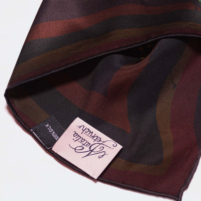 MOUNTAIN FLOWERS Silk Handkerchief - Dark Brown