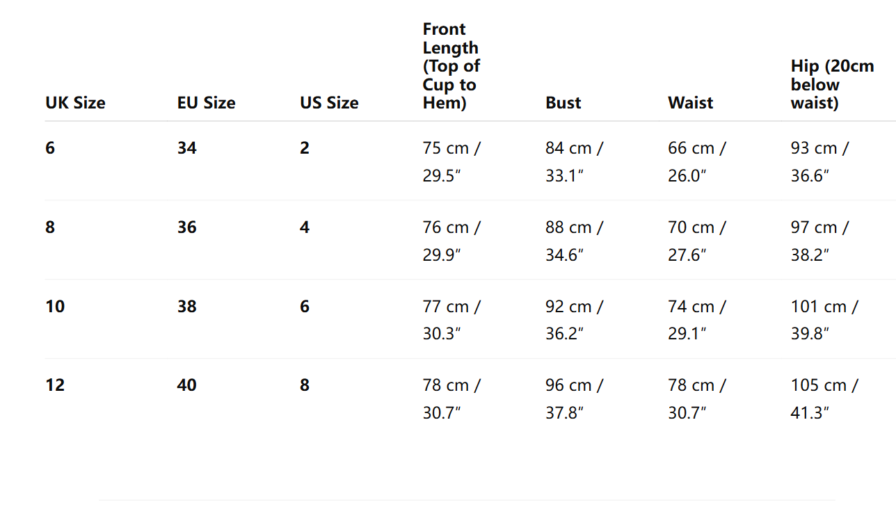 Sequined Mini Dress in Green Spring Rain size guide and product measurements