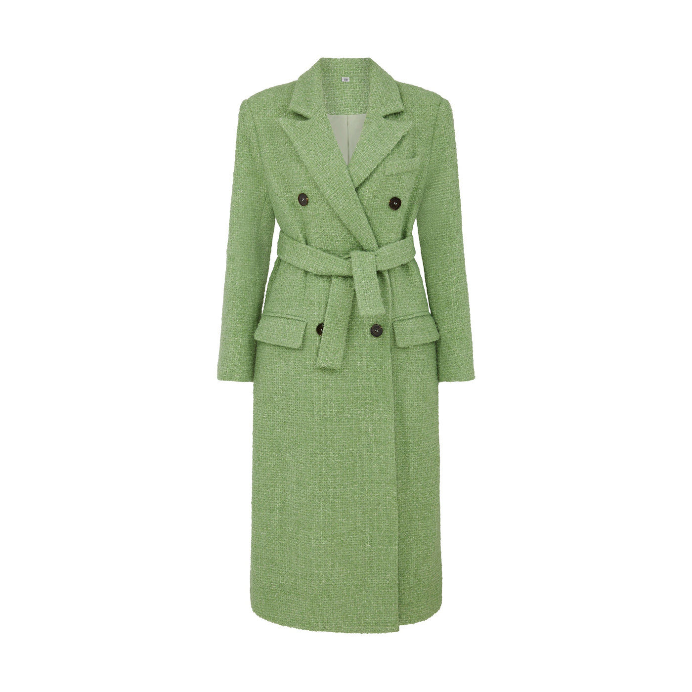 SOUR FIGS Peak-lapels Tweed Coat in Pistachio Green