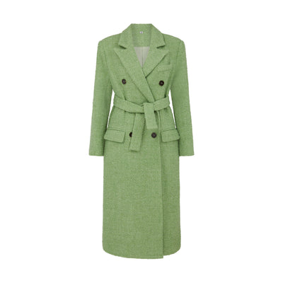 SOUR FIGS Peak-lapels Tweed Coat in Pistachio Green