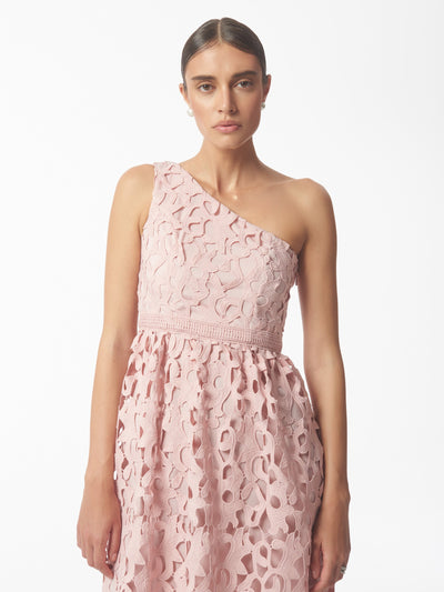 SOUR FIGS Pink One Shoulder Lace Dress