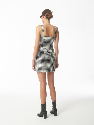 SOUR FIGS Ruffled Houndstooth Mini Dress