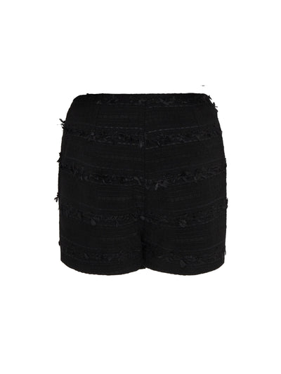 SOUR FIGS Faux Pearl-Embellished Asymmetric Wrap Skirt in Black