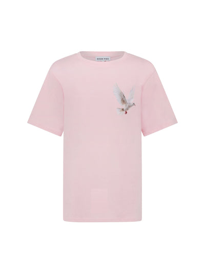 SOUR FIGS Flying Dove Print Unisex T-Shirt in Pink