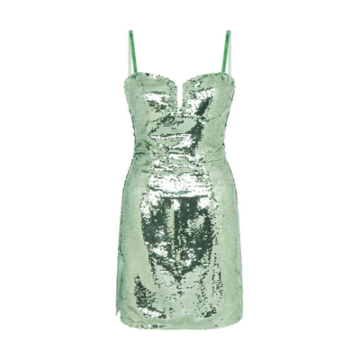 SOUR FIGS Sequined Mini Dress in Green Spring Rain