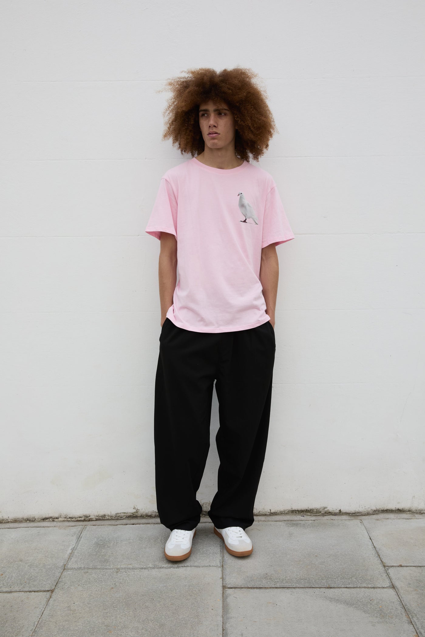 SOUR FIGS Standing Dove Print Unisex T-Shirt in Pink