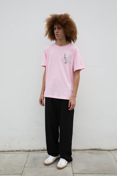 SOUR FIGS Standing Dove Print Unisex T-Shirt in Pink
