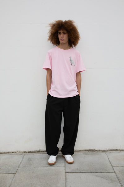 SOUR FIGS Standing Dove Print Unisex T-Shirt in Pink
