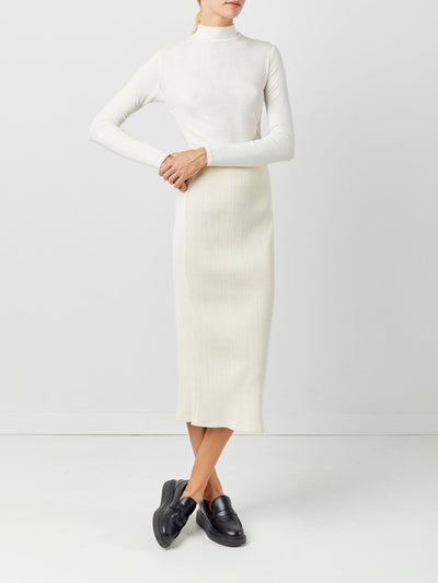 Stretch Rib Midi Skirt