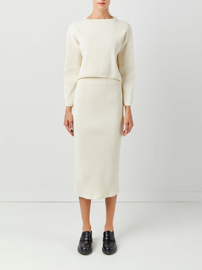 Stretch Rib Midi Skirt