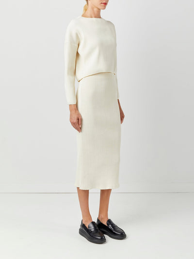 Stretch Rib Midi Skirt