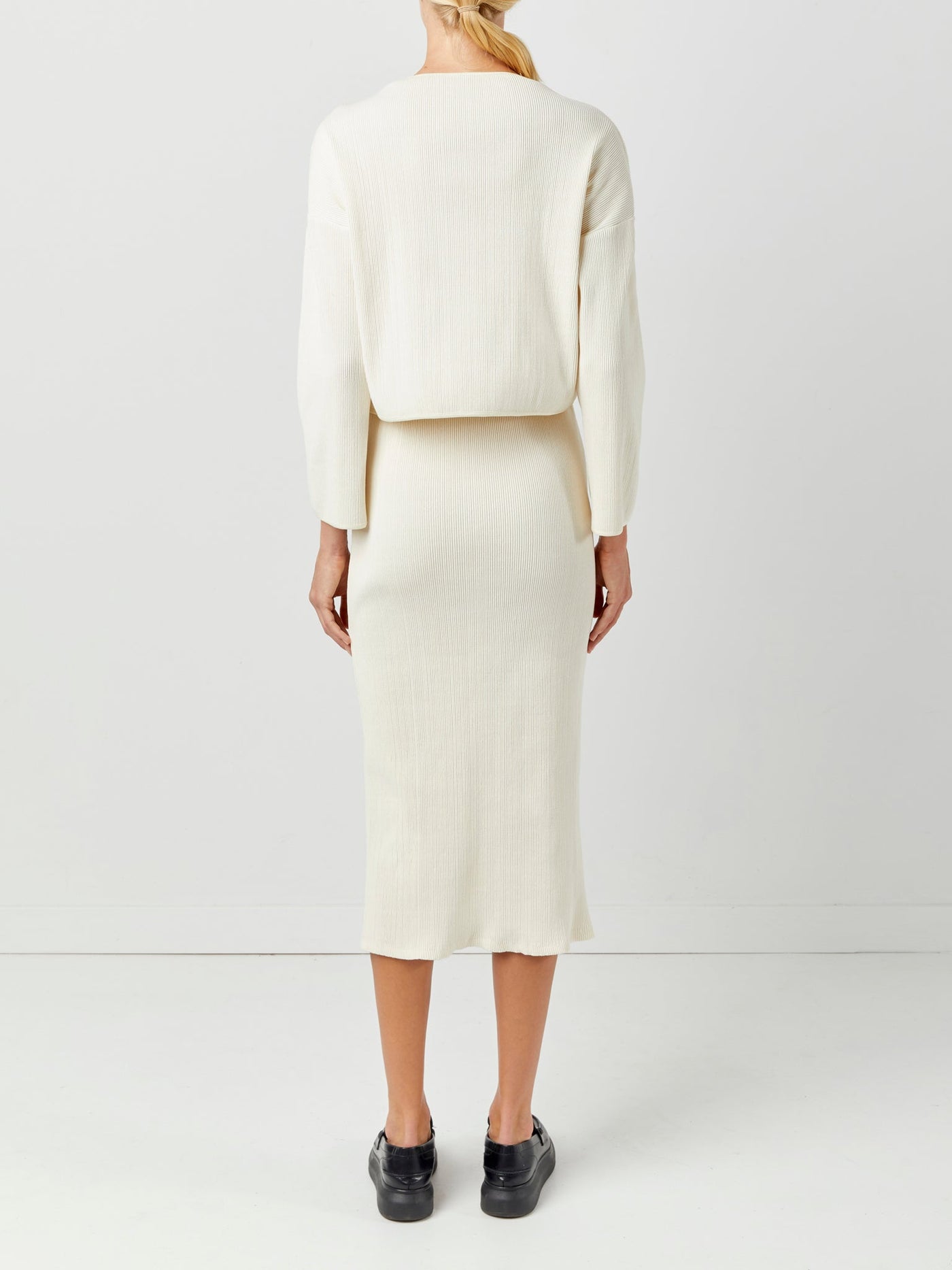 Stretch Rib Midi Skirt