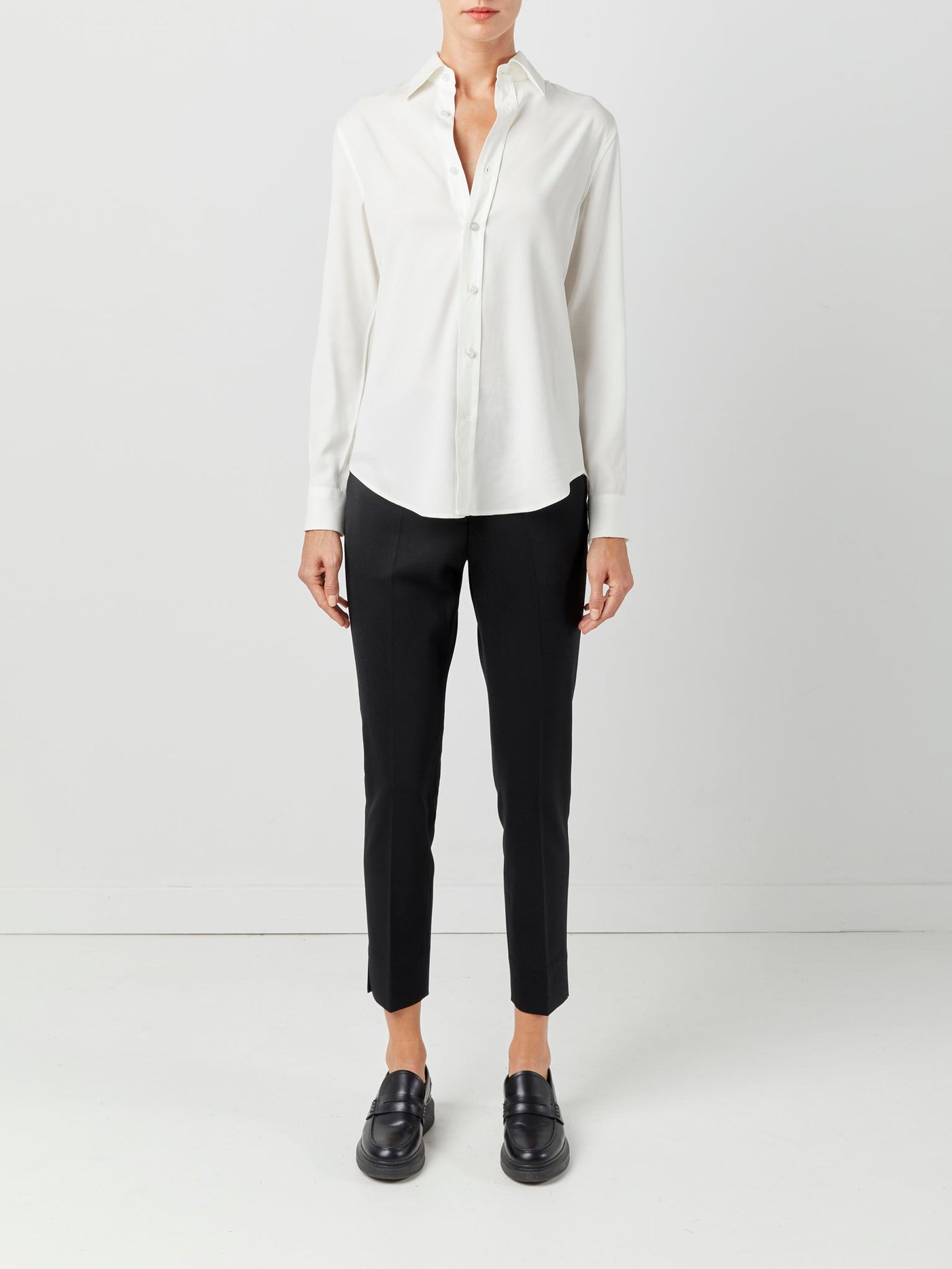 Classic Button Up, White, Front