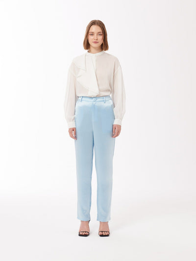 Asymmetrical Ruffle Blouse in Ivory White 