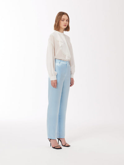 Asymmetrical Ruffle Blouse in Ivory White