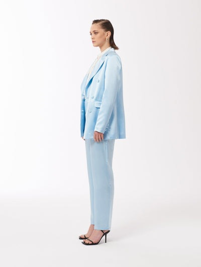 Baby Blue Satin Suit Jacket Blazer