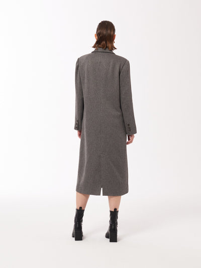 Peak-lapels Double-breasted grey Winter Coat
