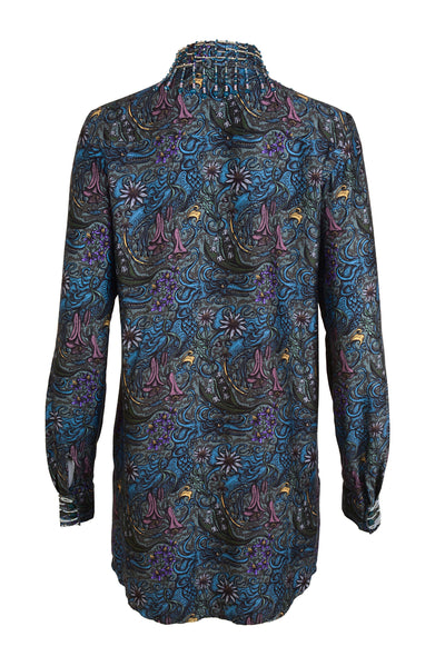 Bronx Boyfriend Shirt with collar beads in Dragon Print - Made to Order