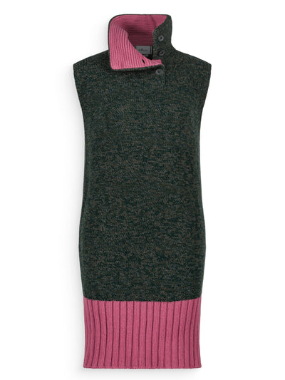 Sweater Dress with color color contrast in regenerated cashmere
