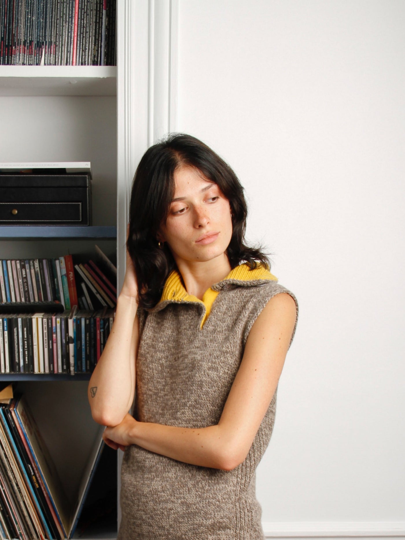 Sweater dress bicolor regenerated cashmere