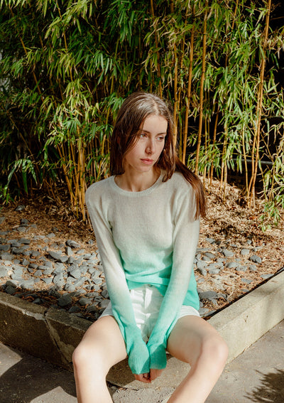 Dip dyed turquoise cashmere sweater