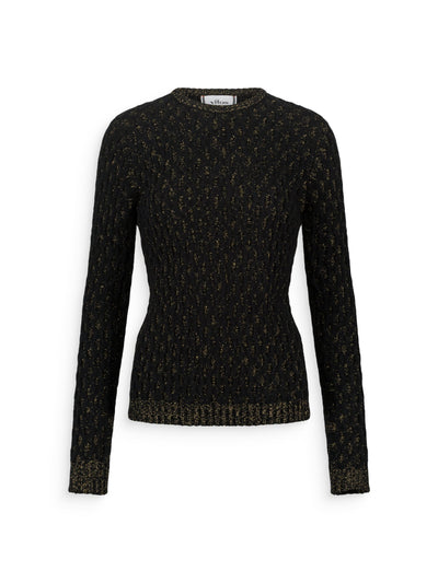 Warm black cable knit sweater with lurex