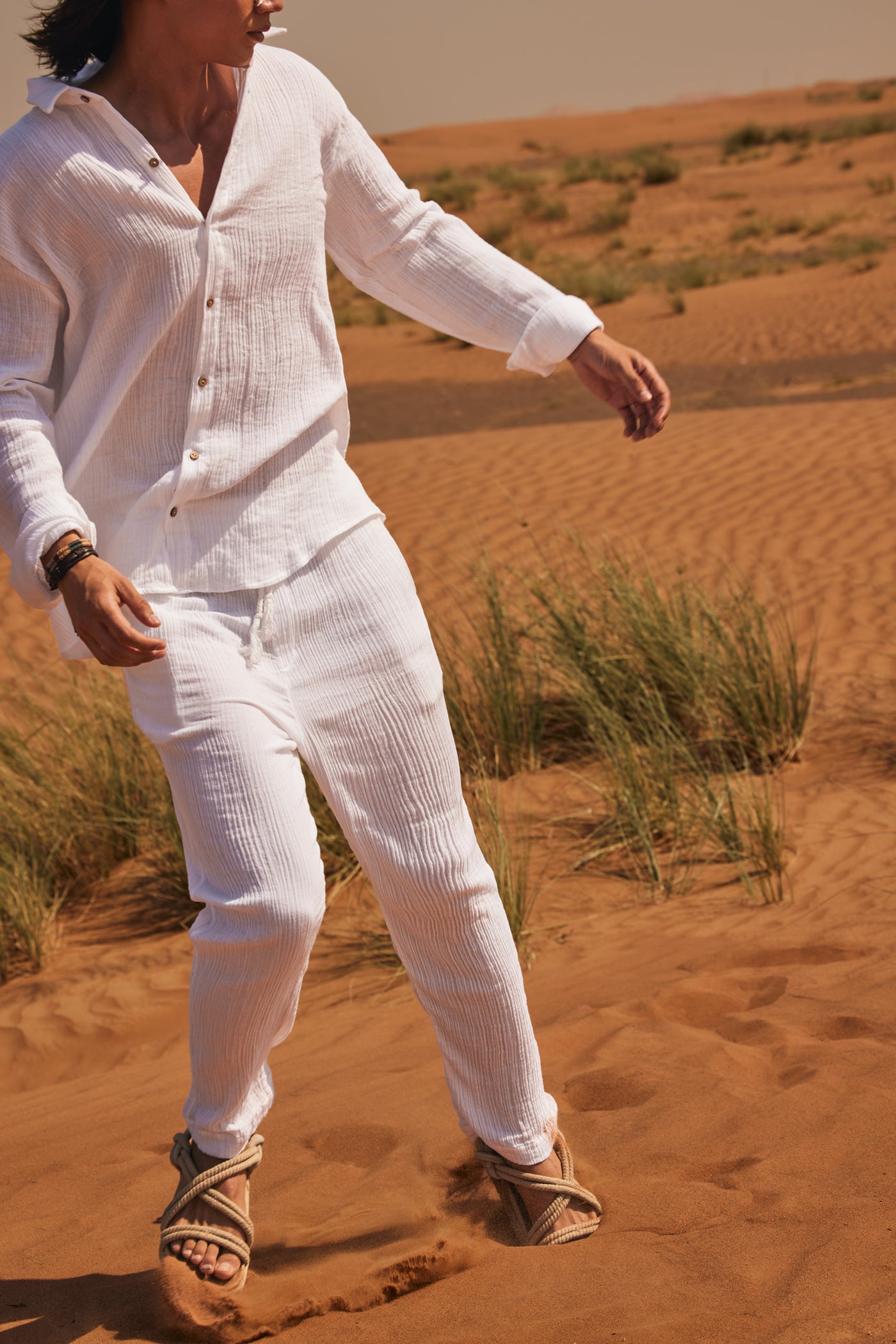 White Muslin Comfort Shirt & Pant Set
