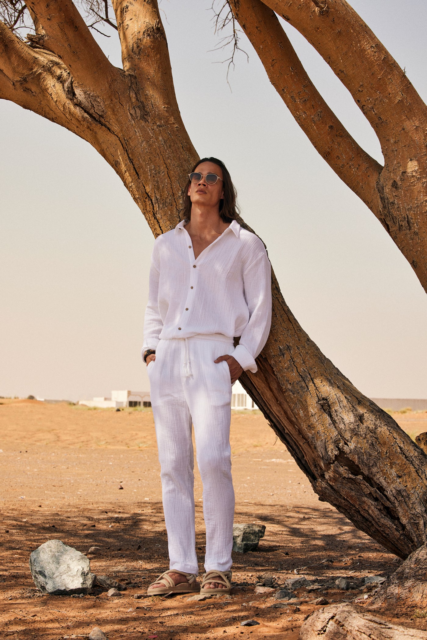 White Muslin Comfort Shirt & Pant Set