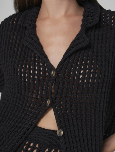AMINA Open-knit cardigan black