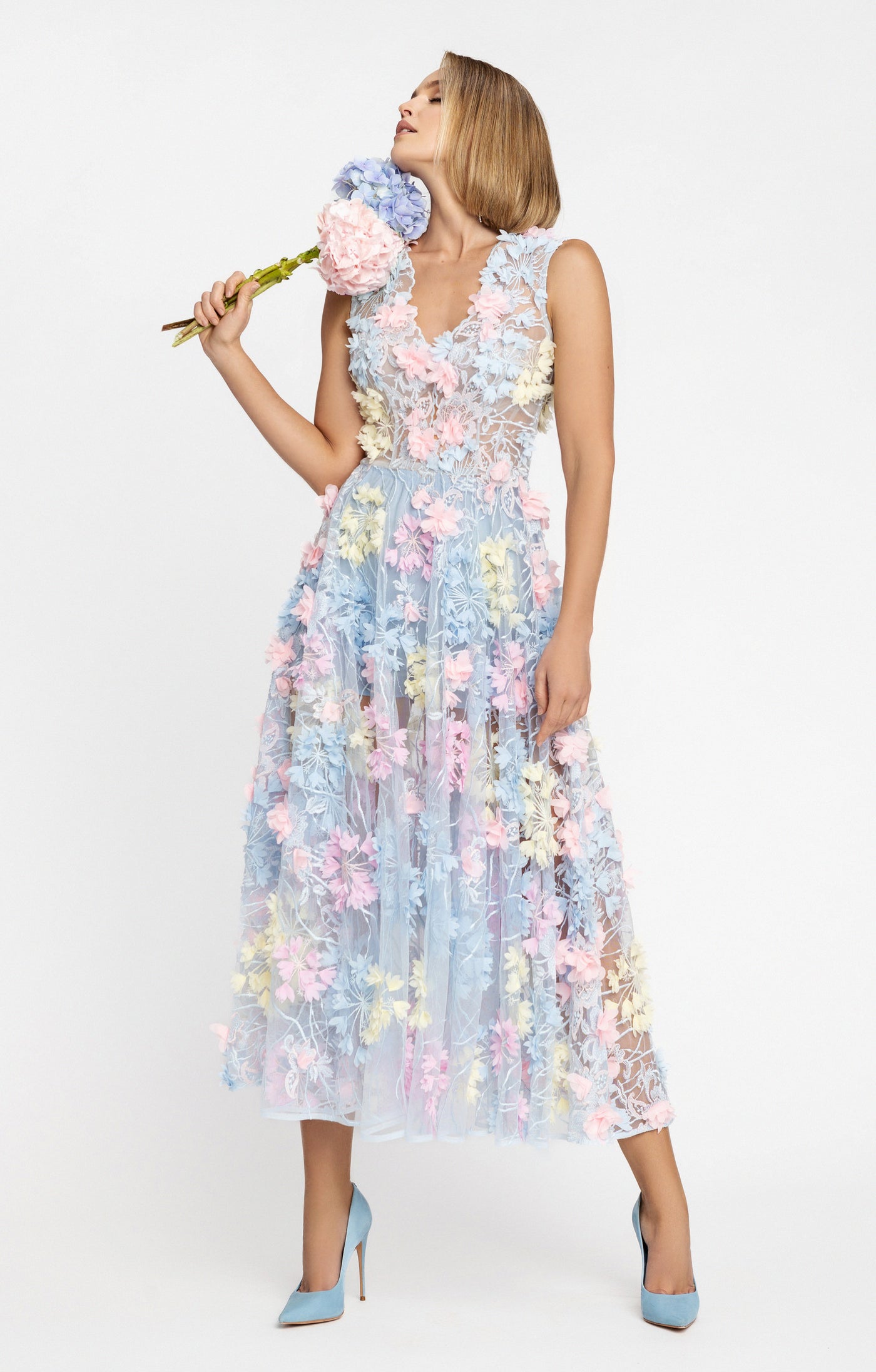 Cocktail Dress "Hortensia" with detachable sleeves